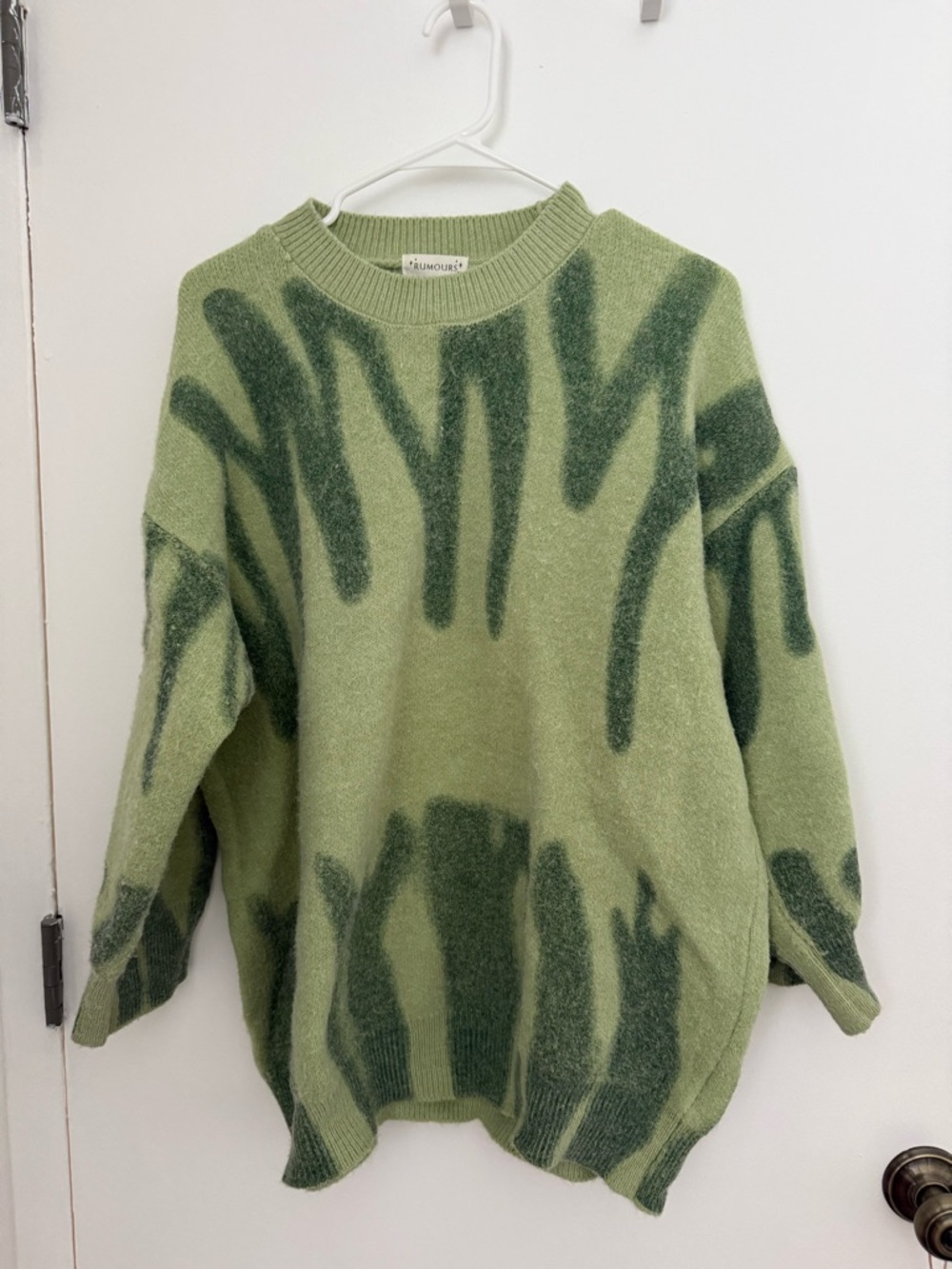 Rumoured Green Patterned Crewneck Sweater